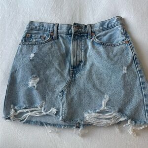 Mango Light Blue Denim Mini Skirt